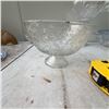 Image 2 : Large Pressed Glass Punch Bowl with Floral Pattern