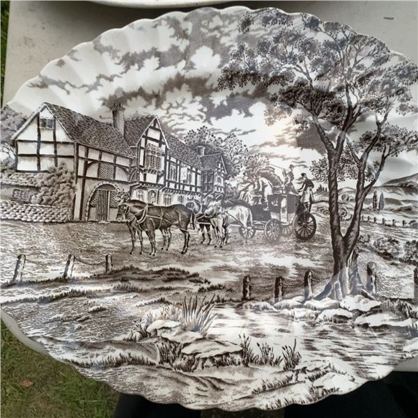 Johnson Bros Coaching Scenes Oval Serving Platter 16"