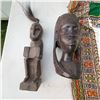 Image 1 : African Carved Wood Sculpture Duo and 'Véritable Java Hollandais' Textile