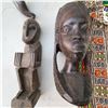 Image 2 : African Carved Wood Sculpture Duo and 'Véritable Java Hollandais' Textile