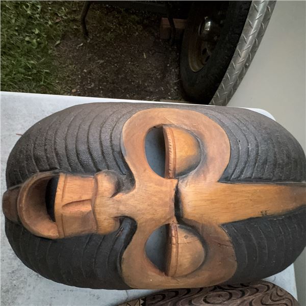 2 Decorative Wooden Tribal Masks, 16–18 Inches