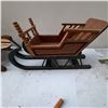 Image 1 : Wood Sleigh Model and Hand-Carved Folk Figure Pair