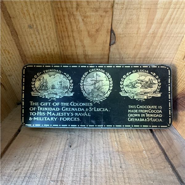 WWII Trinidad Grenada St. Lucia Chocolate Tin for Naval and Military Forces