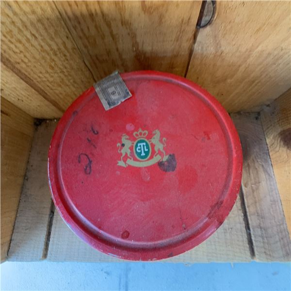 Vintage Sweet Caporal Cigarette Tobacco Tin with Red Lid