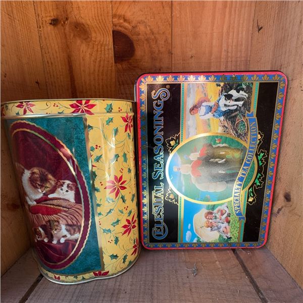 Vintage Tin Containers – Cats Motif & Celestial Seasonings