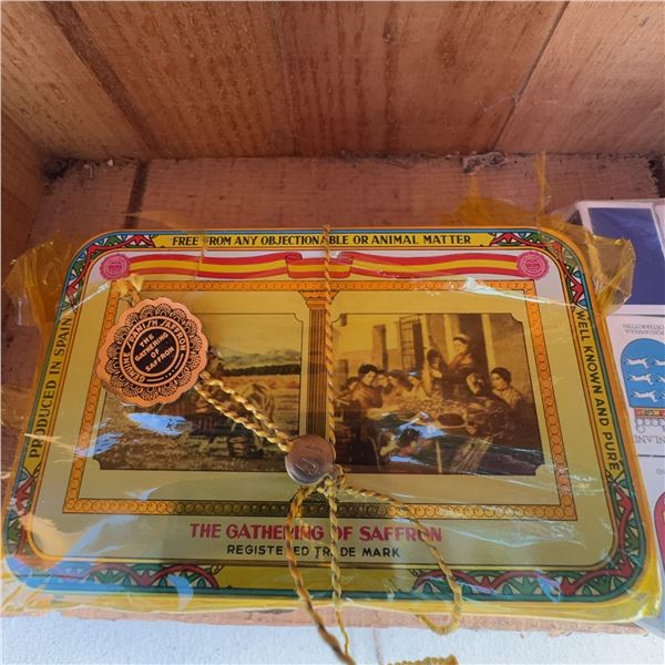 Vintage Saffron Tin (1oz) & Finland Coat of Arms Matchboxes