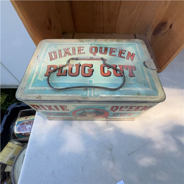 Vintage Dixie Queen Plug Cut Tobacco Tin with Handle