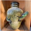 Image 1 : Decorative Crackle Vase With 3D Lizard Design, 13" Tall