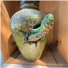 Image 2 : Decorative Crackle Vase With 3D Lizard Design, 13" Tall