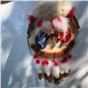Image 1 : Handmade Indigenous Painted Drum with Fur and Feather Accents, 18"
