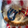 Image 4 : Handmade Indigenous Painted Drum with Fur and Feather Accents, 18"