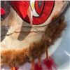 Image 5 : Handmade Indigenous Painted Drum with Fur and Feather Accents, 18"