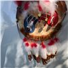 Image 8 : Handmade Indigenous Painted Drum with Fur and Feather Accents, 18"
