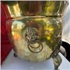 Image 3 : Large Brass Planter or Jardinière with Lion Head Handles, 15" Diameter