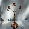 Image 1 : Vintage Hand-Hammered Copper 3-Arm Candelabra, 12" Tall