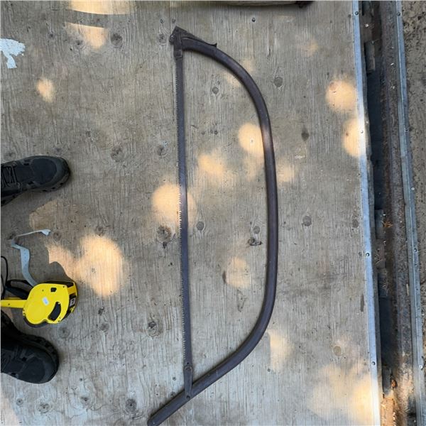 Vintage Metal Bow Saw with 24-Inch Blade