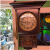 Image 1 : Antique Wooden Wall Clock with Pendulum and Key (28" x 15")