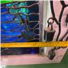 Image 3 : Stained Glass Panel With Moonlight Lake Scene, 23" x 18"