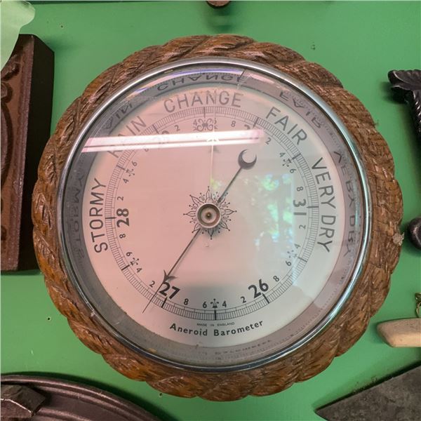 Vintage Aneroid Barometer with Decorative Frame