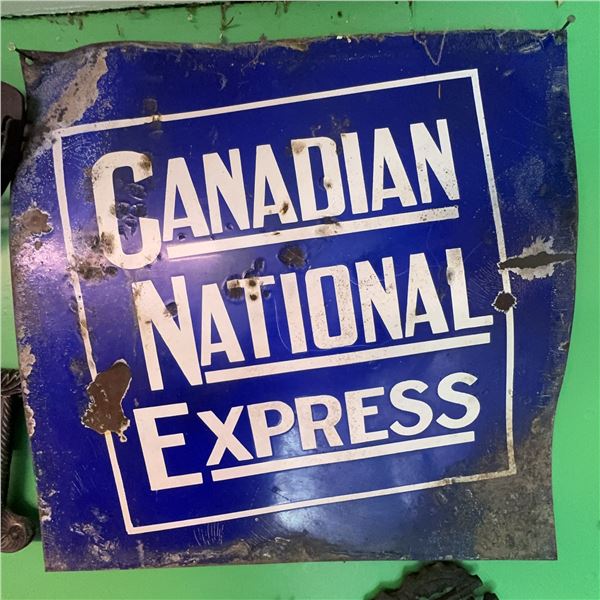 Canadian National Express Tin Advertising Sign, 15x15 in