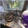 Image 5 : Brass Mortar and Pestle with Collectible Glass Items Lot