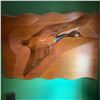 Image 1 : Hand-Carved Wood Relief Wall Art With Flying Goose 24" x 36"