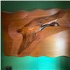 Image 2 : Hand-Carved Wood Relief Wall Art With Flying Goose 24" x 36"