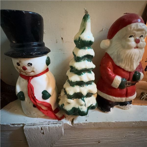 Vintage Christmas Gurley Candles Lot – Santa, Snowman, Tree