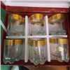 Image 2 : 6 Cristal T. Murano Gold Rimmed Hand Made Glasses