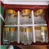 Image 3 : 6 Cristal T. Murano Gold Rimmed Hand Made Glasses