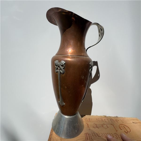 Flemish Copper B.P. Co. Art Nouveau Style Pitcher Vase