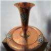 Image 1 : Canadian Solid Copper Vase and Plate with Silver Floral Appliques