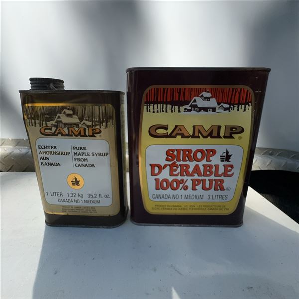 Vintage CAMP Maple Syrup Tins – 1L and 3L Collectible Containers