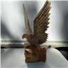 Image 1 : Hand-Carved Wooden Eagle Sculpture with Fish Motif, 16" Tall