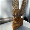 Image 2 : Hand-Carved Wooden Eagle Sculpture with Fish Motif, 16" Tall