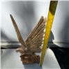 Image 3 : Hand-Carved Wooden Eagle Sculpture with Fish Motif, 16" Tall