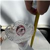 Image 3 : Cut to Clear Bohemian Crystal Vase with Bird Motif, 10.5" Tall