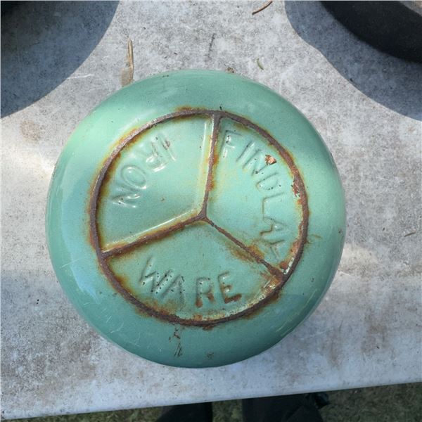 Vintage No. 41 INDIANWARE Cast Iron Pot Green Glazed 10.5"