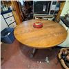 Image 1 : Antique Oak Round Pedestal Dining Table, 45-Inch