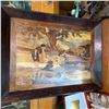 Image 1 : Vintage Marquetry Wall Art With Rustic Scene, 60 x 45 cm