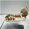 Image 1 : Inuit-Inspired Carved Dog Sled Team Sculpture with Fur Accents