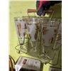 Image 1 : 8 Frosted Gold Leaf Tall Glasses with Metal Carrier