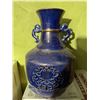 Image 2 : Blue Ceramic Vase with Openwork Medallion and Dragon Handles