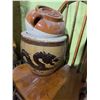 Image 1 : Chinese-Style Ceramic Pot With Dragon Motif and Lidded Brown Stoneware Jug