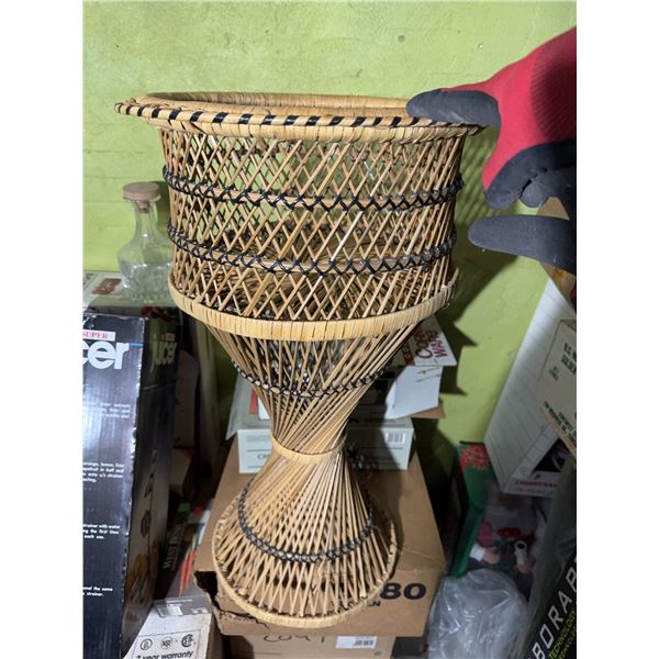 Tall Woven Rattan Plant Stand Basket 23"