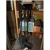 Image 1 : Black Metal Fireplace Tool Set with Stand, Four Pieces