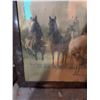 Image 2 : Two Framed Prints: Horses with Dog and Western Cowboy Scene