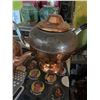Image 2 : Copper-Plated Teapot, Sugar Bowl, and Metal Tray Set