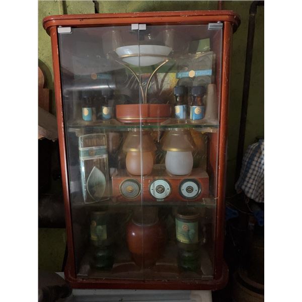 Vintage Glass Display Cabinet With Miscellaneous Contents