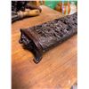 Image 1 : Carved Wood and Faux Ivory Dragon Motif Chopsticks Set with Box